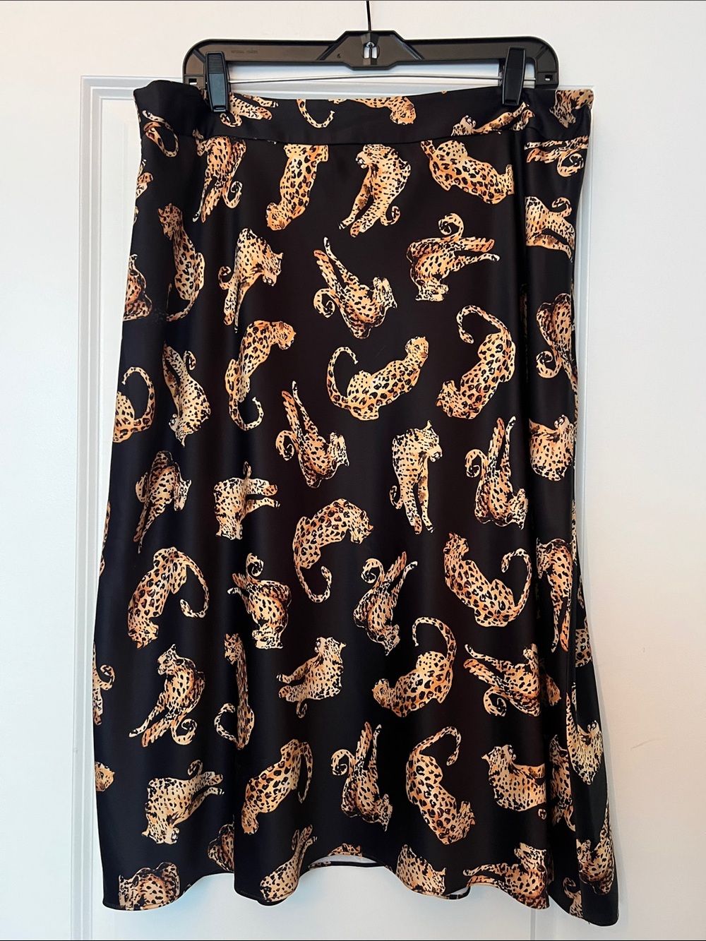 Hutch Black Leopard Print Midi Skirt